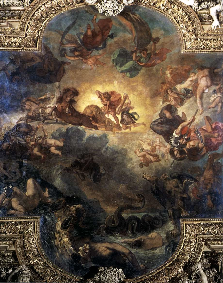 Apollo sul carro. Dipinto centrale del soffitto della Galleria Apollo - Museo del Louvre,Parigi